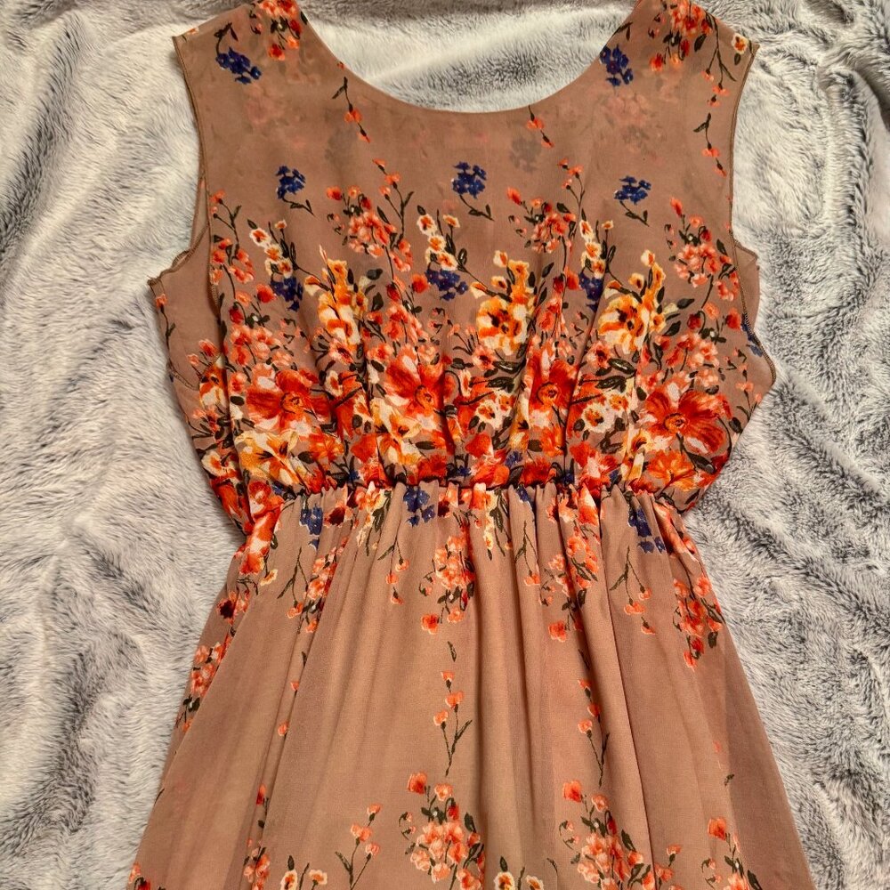 Floral Tie-Waist Maxi Dress in Dusty Rose